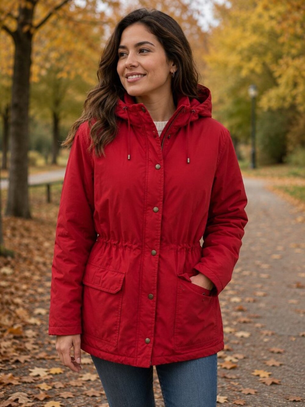 Vintage 90s GAP Womens Red Winter Coat Detachable Hood Size Medium